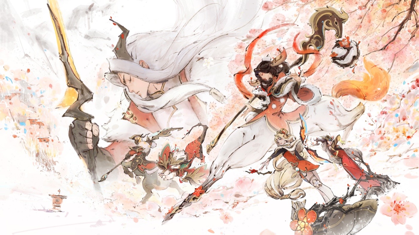 Petals of Spring key art in the Ionia ink language
