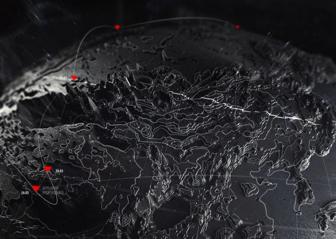 Broadcast data visualisation, rendered globe