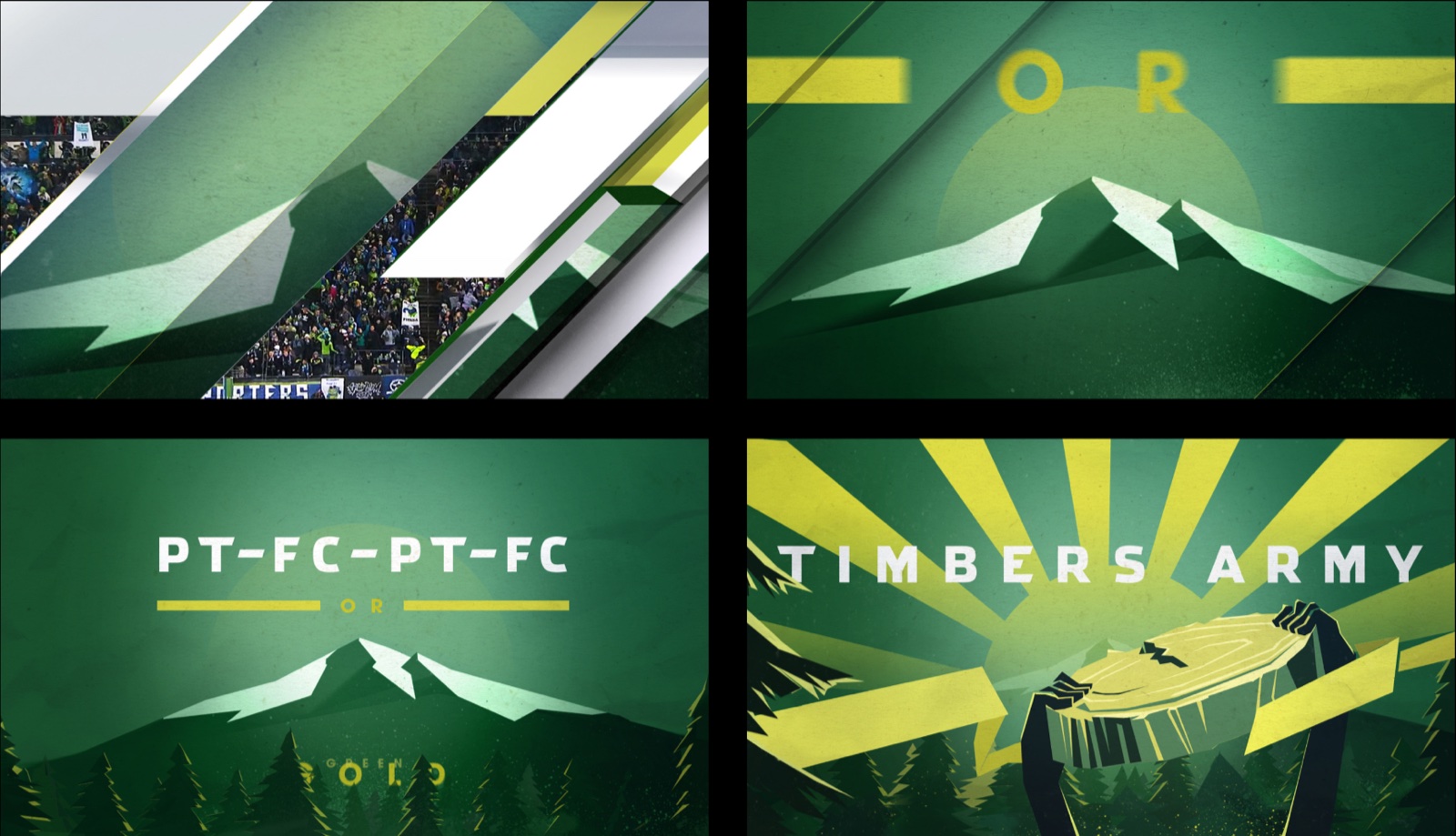 MLS broadcast package — Portland Timbers frames, stadium and chant title