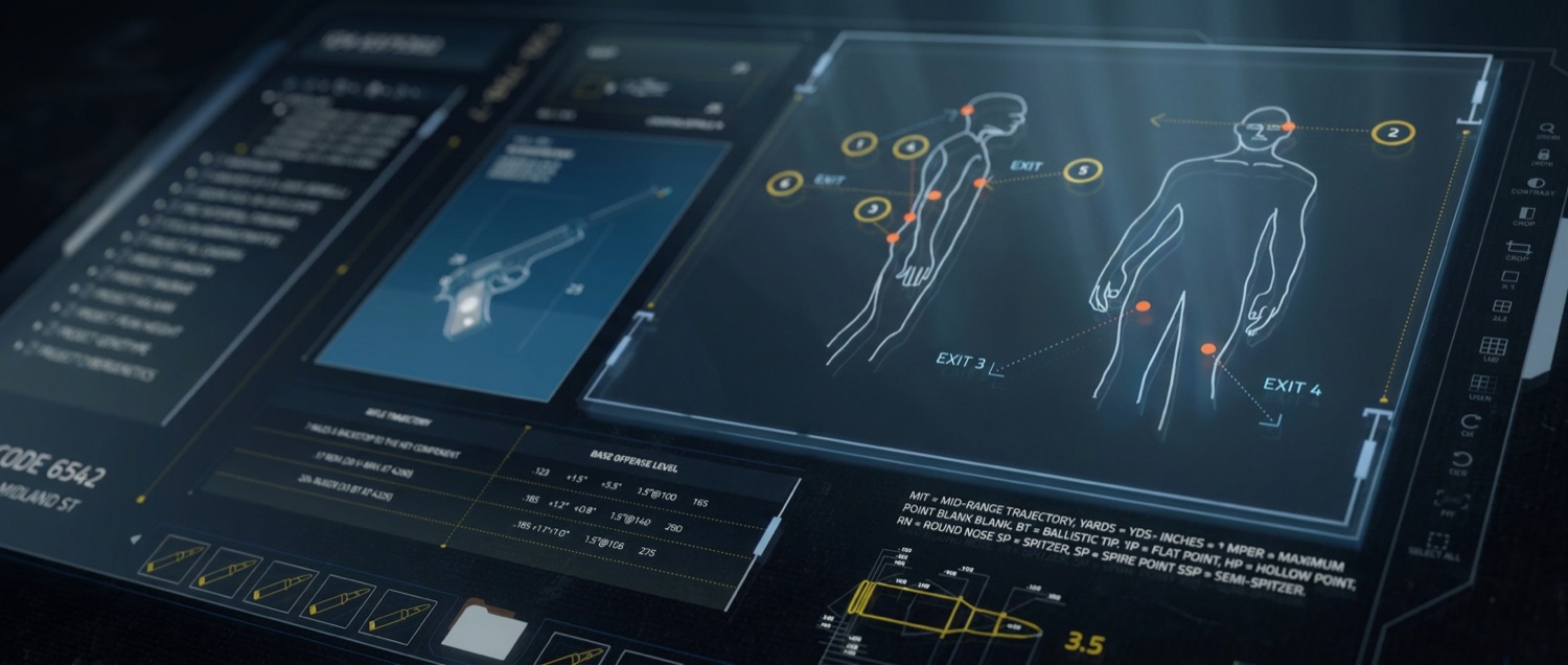 RoboCop screen graphics — full-body diagnostic scan panel