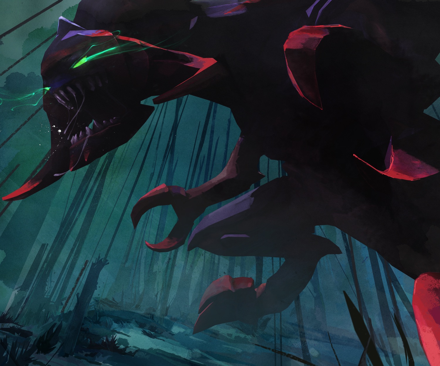 Tapio cinematic — a huge clawed creature rising through dark water